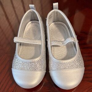 Disney Girls Silver Glitter Mary Jane Shoes